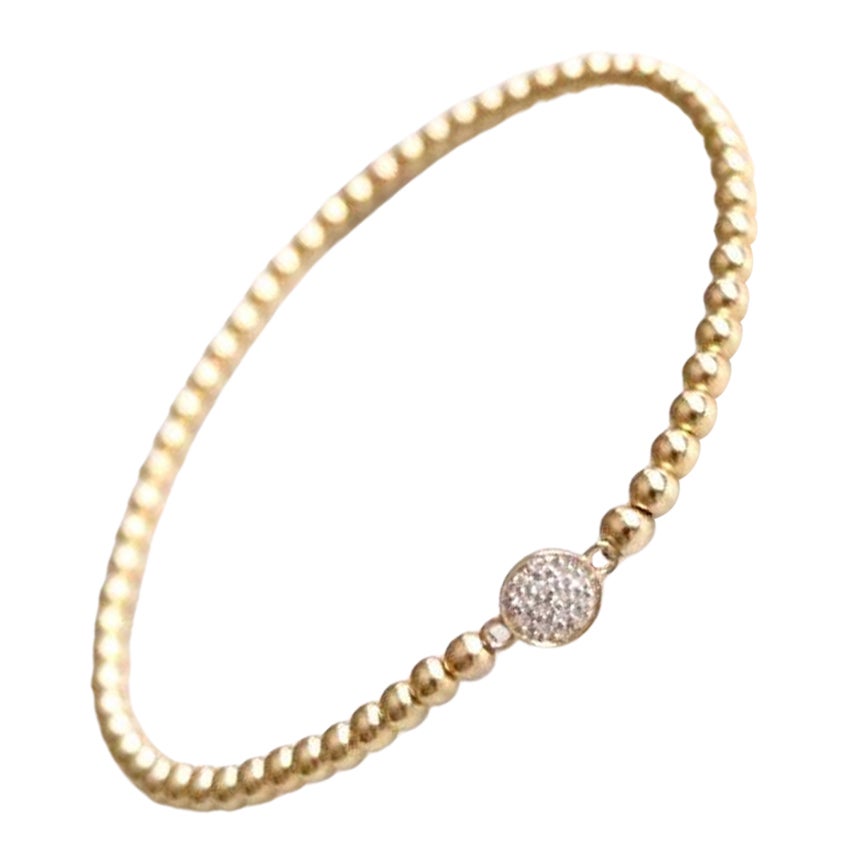 Pulsera de diamantes con pavé natural Pulsera de cuentas de plata de ley 925 para mujer.