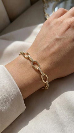 Natural Pave Diamond Bracelet For Women 925 Sterling Silver Chain Bracelet Gift