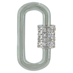 Natural Pave Diamond Carabiner Clasp Finding Solid 14k White Gold Fine Jewelry
