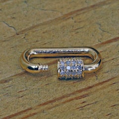 Natural Pave Diamond Carabiner Clasp Finding Solid 14k Yellow Gold Fine Jewelry