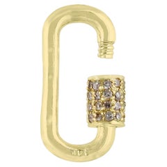 Natural Pave Diamond Carabiner Clasp Finding Solid 14k Yellow Gold Fine Jewelry