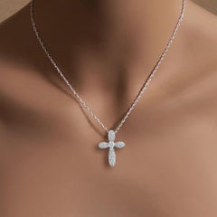 Colgante Cruz Diamante Pave Natural .54cttw Oro Blanco 14k