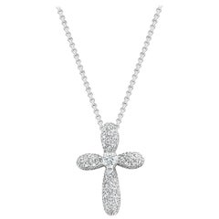 Natural Pave Diamond Cross Pendant .54cttw 14k White Gold