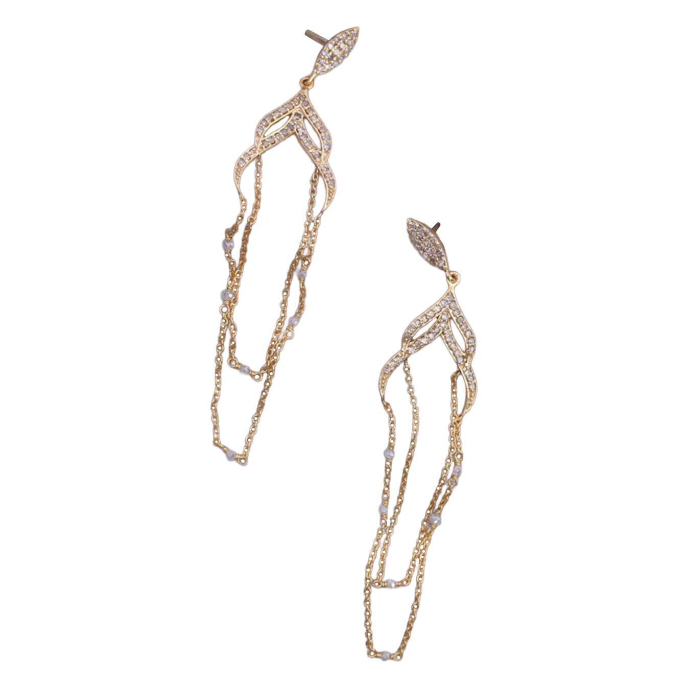 Natürliche Pave Diamond Dangle Chain Ohrringe für Frauen 925 Silber Geburtstag Geschenk.