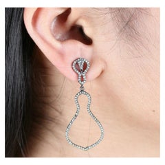 Natural Pave Diamond Dangle Earring Vintage Style 925 Sterling Silver Earring.