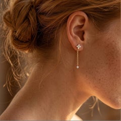 Natural Pave Diamond Dangle Earrings 925 Sterling Silver Flower Styled Earrings.