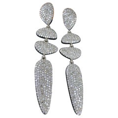 Natural Pave Diamond Dangle Earrings For Women 925 Sterling Silver Earrings Gift