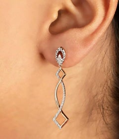 Natural Pave Diamond Designer Drop Earring 14k Rose Gold Handmade