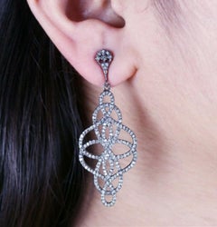 Natural Pave Diamond Designer Earring For Women 925 Silver Diamond Earring.