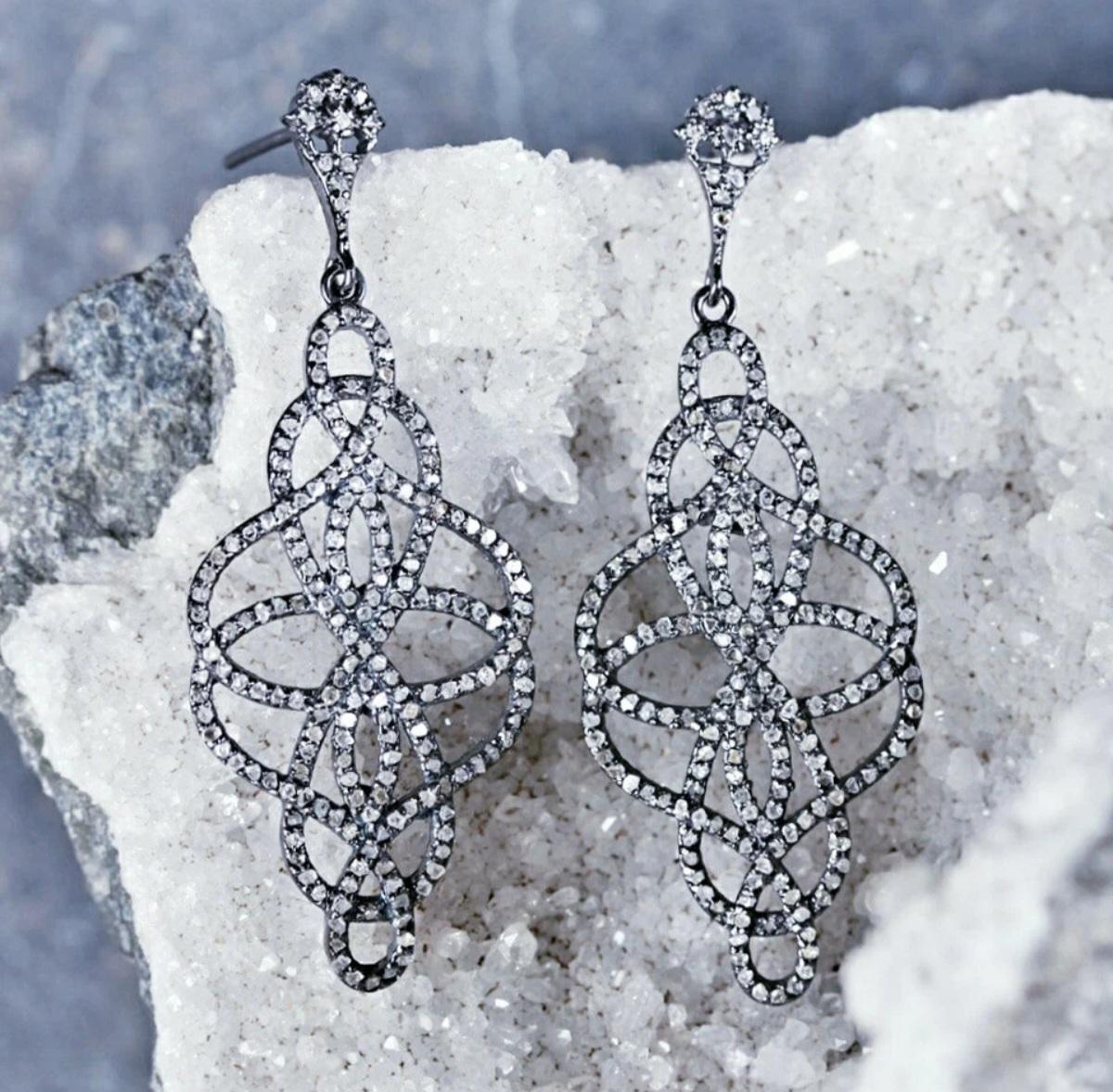 da uomo o donna Orecchino di design con diamanti naturali per donna in argento 925. in vendita