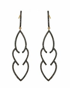 Natural Pave Diamond Designer Earrings In 925 Sterling Silver Dangle Earring