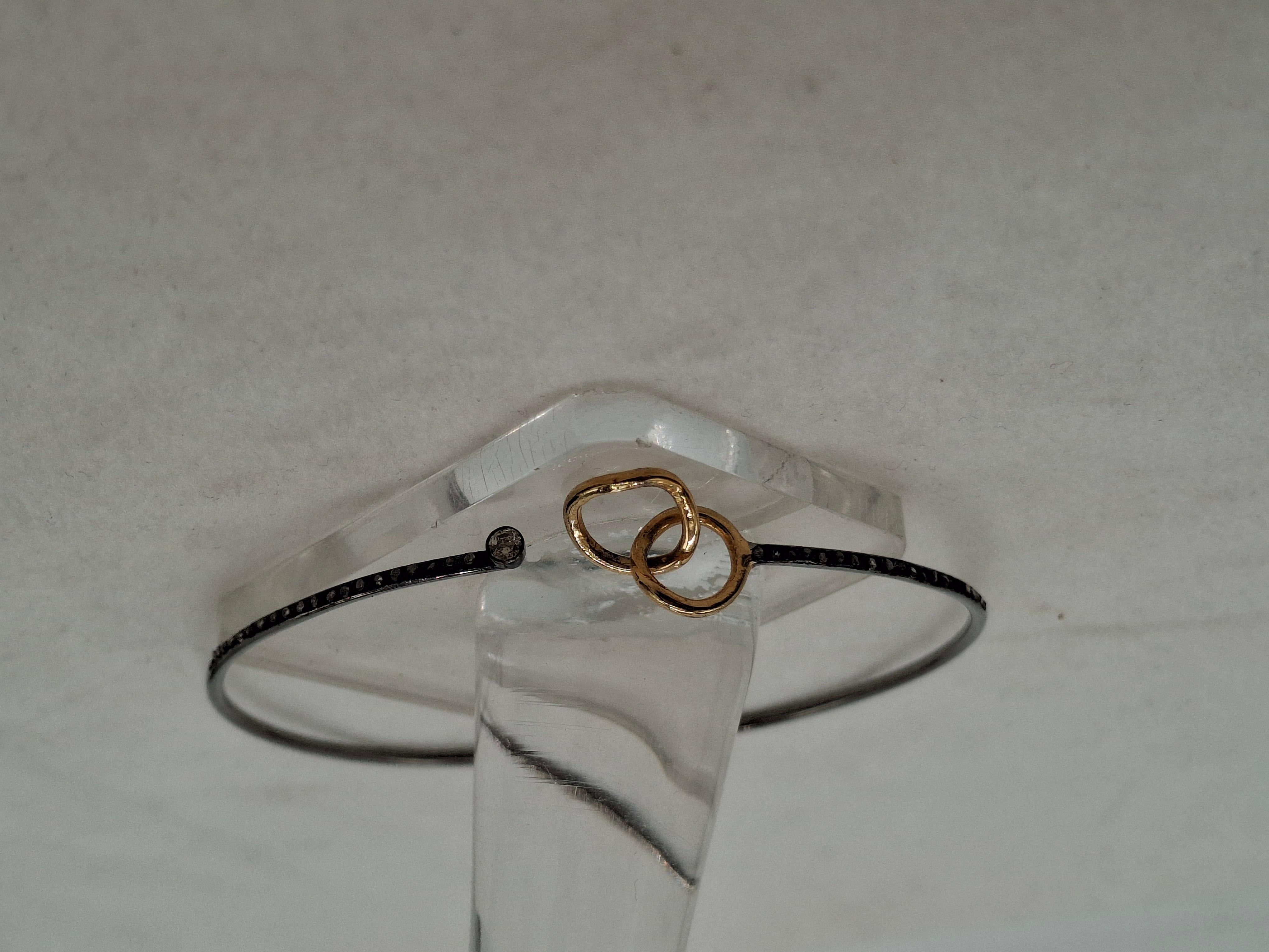 Pulsera elegante de plata de ley oxidada de diseño con pavé de diamantes naturales en Nuevo estado para la venta en Delhi, DL