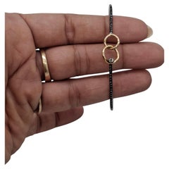 Natural pave diamond designer oxidized sterling silver elegant bracelet