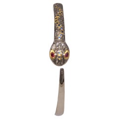 Natürliches Pave Diamant-Designer-Schlangenarmband aus oxidiertem Sterlingsilber mit Rubin