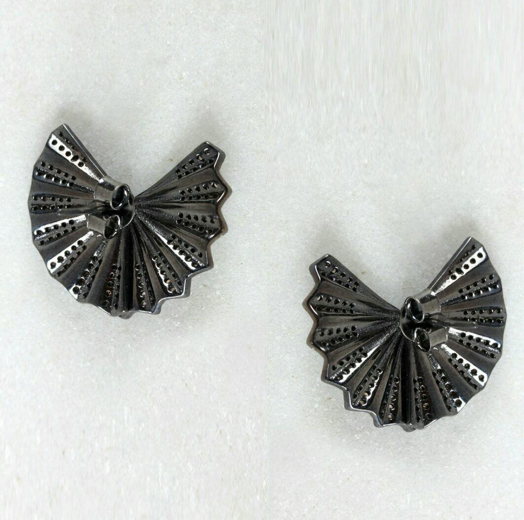Art Deco Natural Pave Diamond Designer Stud Earring 925 Silver Diamond Earring For Sale