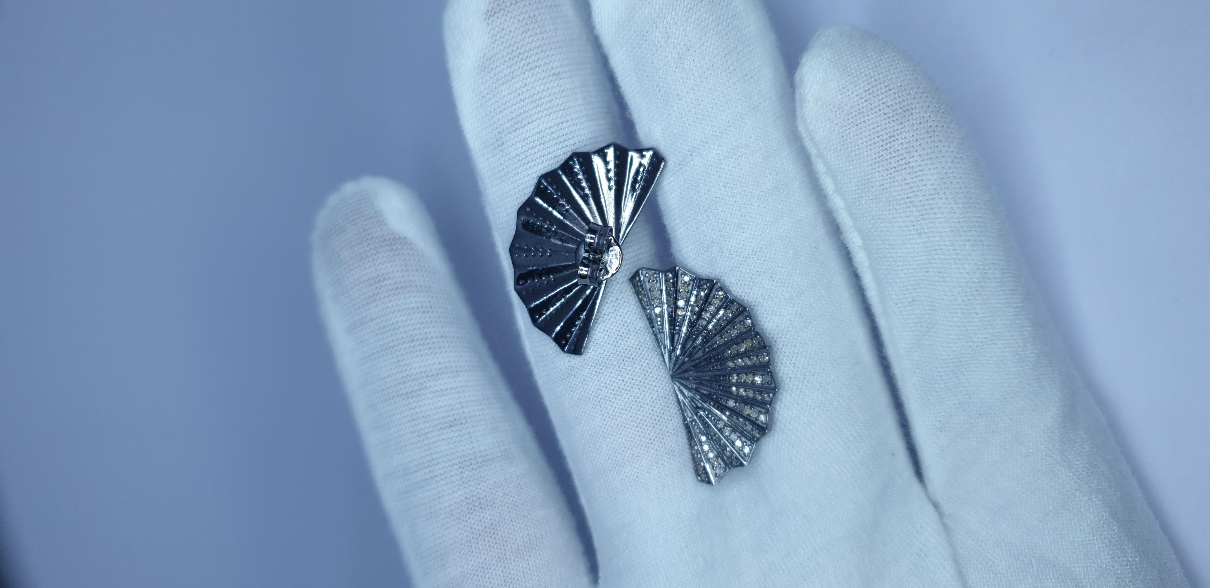 Natural Pave Diamond Designer Stud Earring 925 Silver Diamond Earring Pair For Sale 5