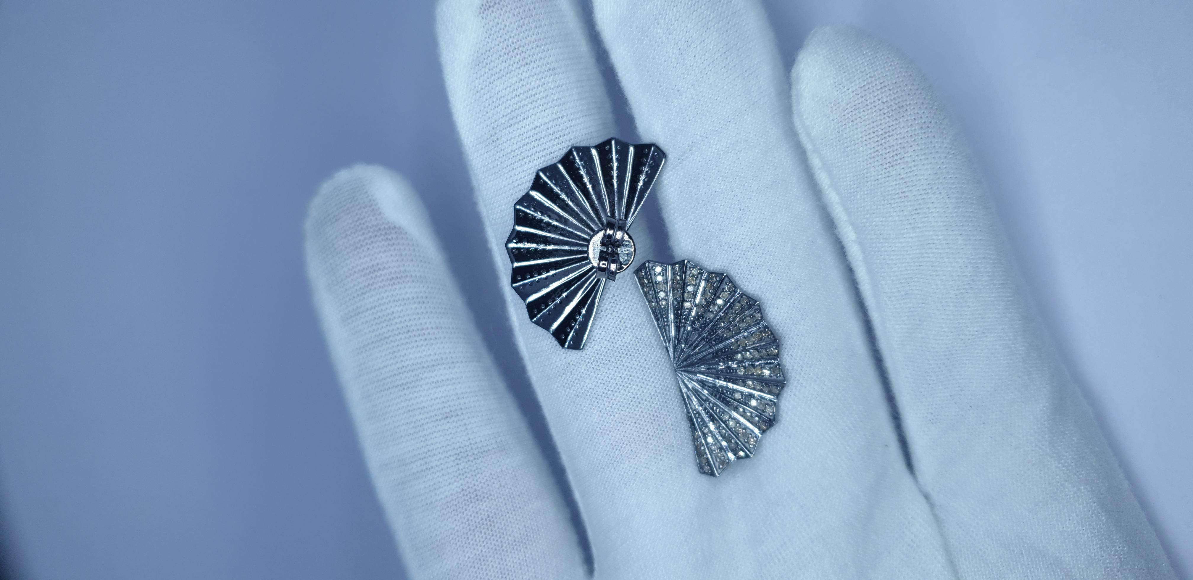 Natural Pave Diamond Designer Stud Earring 925 Silver Diamond Earring Pair For Sale 6