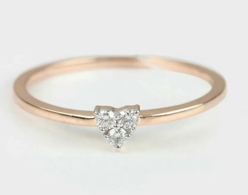 Natural Pave Diamond Double Heart Shape Stackable Band Ring 14k Gold Wedding Ring
Light weight can be worn everyday

Additional information:
Condition: New without tags: A brand-new, unused, and unworn item (including handmade items) that is not in