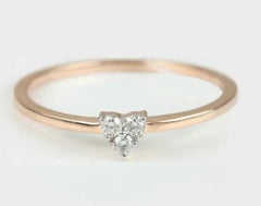 Natural Pave Diamond Double Heart Shape Stackable Band Ring in 14k Gold