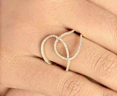 Natural Pave Diamond Double Rounded Circle Ring 14k Gold