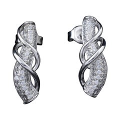 Natural Pave Diamond Earrings Minimalist Design Studs 925 Sterling Silver Gift.