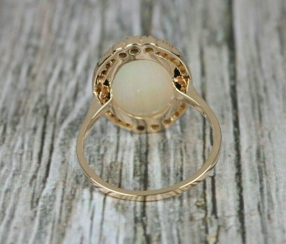 Natural Pave Diamond Ethiopian Opal Gemstone Cocktail Ring 14k Gold HandmadeRing For Sale 5