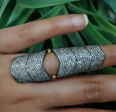Natural Pave Diamond Finger Knuckle Ring 925 Silver 14k Gold