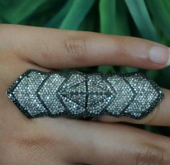 Natural Pave Diamond Full Finger Knuckle Handmade 925 Silver Victorian Ring