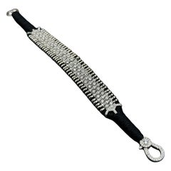 Natural Pave Diamond Handwoven Bracelt Beautiful Black Threaded Bracelet For Her