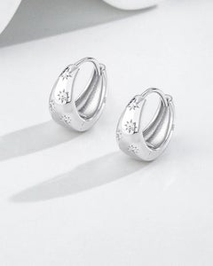 Natural Pave Diamond Hoop Earrings 925 Sterling Silver Minimalist Gift For Women
