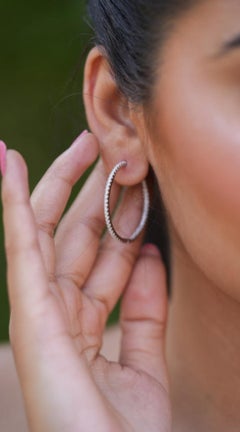 Natural Pave Diamond Hoop Earrings 925 Sterling Silver Minimalist Gift For Women