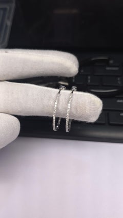 Natural Pave Diamond Hoop Earrings 925 Sterling Silver Minimalist Gift For Women