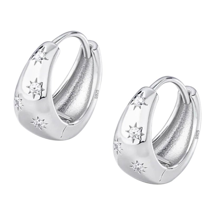 Natürliche Pave Diamond Hoop Ohrringe 925 Sterling Silber Minimalistisch Geschenk Für Frauen