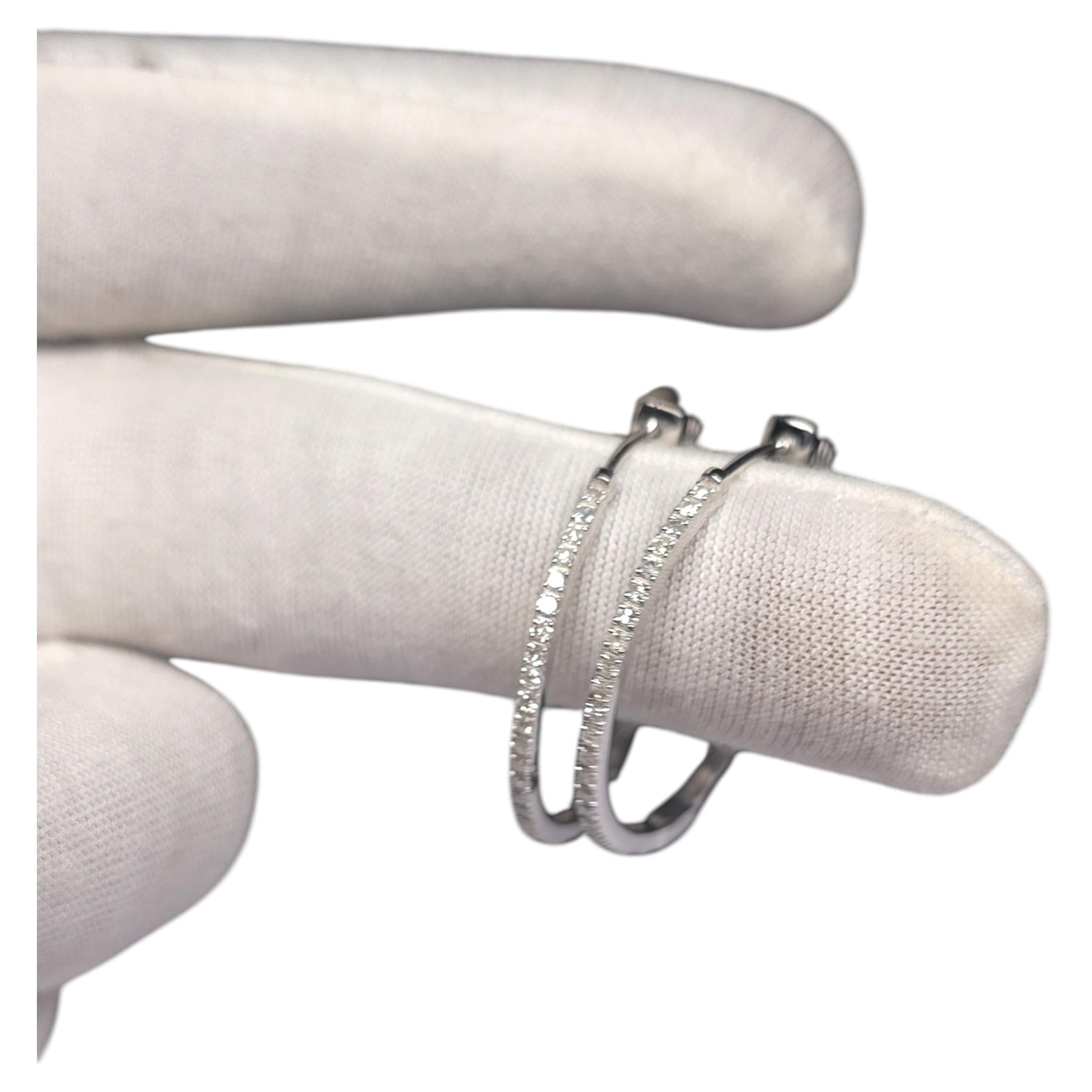 Natural Pave Diamond Hoop Earrings 925 Sterling Silver Minimalist Gift For Women