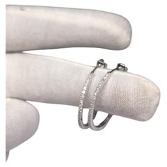 Natural Pave Diamond Hoop Earrings 925 Sterling Silver Minimalist Gift For Women