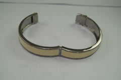 Natural pave diamond ivory white enamel oxidized sterling silver bracelet