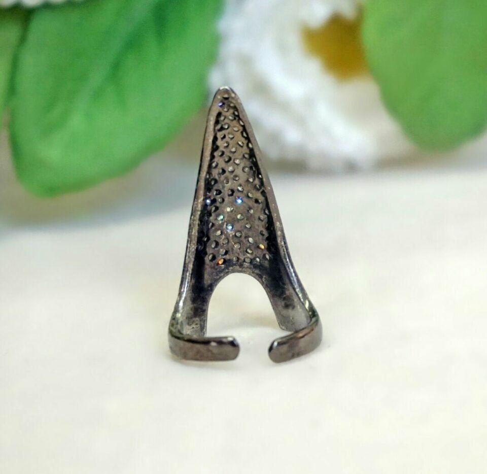Art Deco Natural Pave Diamond Nail Ring 925 Silver Diamond Handmade Nail Ring. For Sale