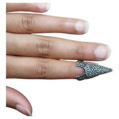Natural Pave Diamond Nail Ring 925 Silver Diamond Handmade Nail Ring.