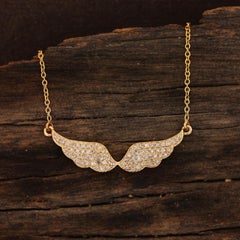Natural Pave Diamond Necklace 14k Gold Angel Wing Pendant Anniversary Gift.