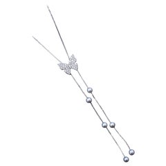 Collier de diamants naturels pavés en argent 925 pendentif en forme de papillon Cadeau.