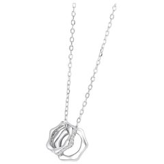 Collana di diamanti Nature Pave con doppio ciondolo per le donne, argento 925