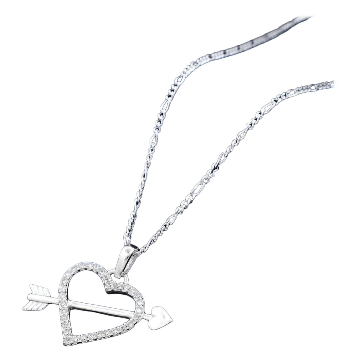 Collana con diamanti naturali a forma di cuore Ciondolo in argento 925 A. Silver