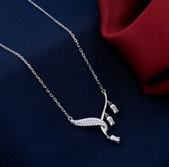 Pendentif en diamant naturel pavé en argent 925, collier de fleurs Design/One pour elle.