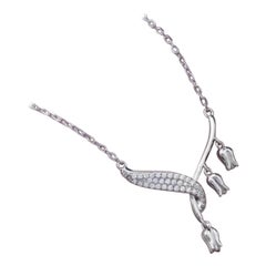 Pendentif en diamant naturel pavé en argent 925, collier de fleurs Design/One pour elle.