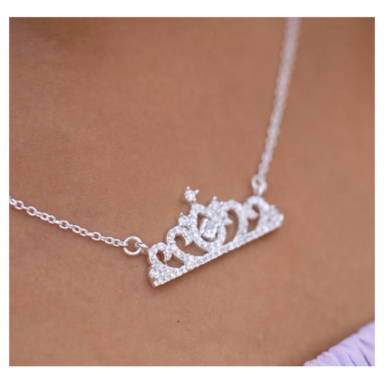 Ciondolo con diamanti naturali a forma di corona in argento Sterling 925 per le donne in vendita