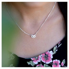 Ciondolo con pavé di diamanti naturali a forma di occhio Collana in argento 925 Regalo semplice