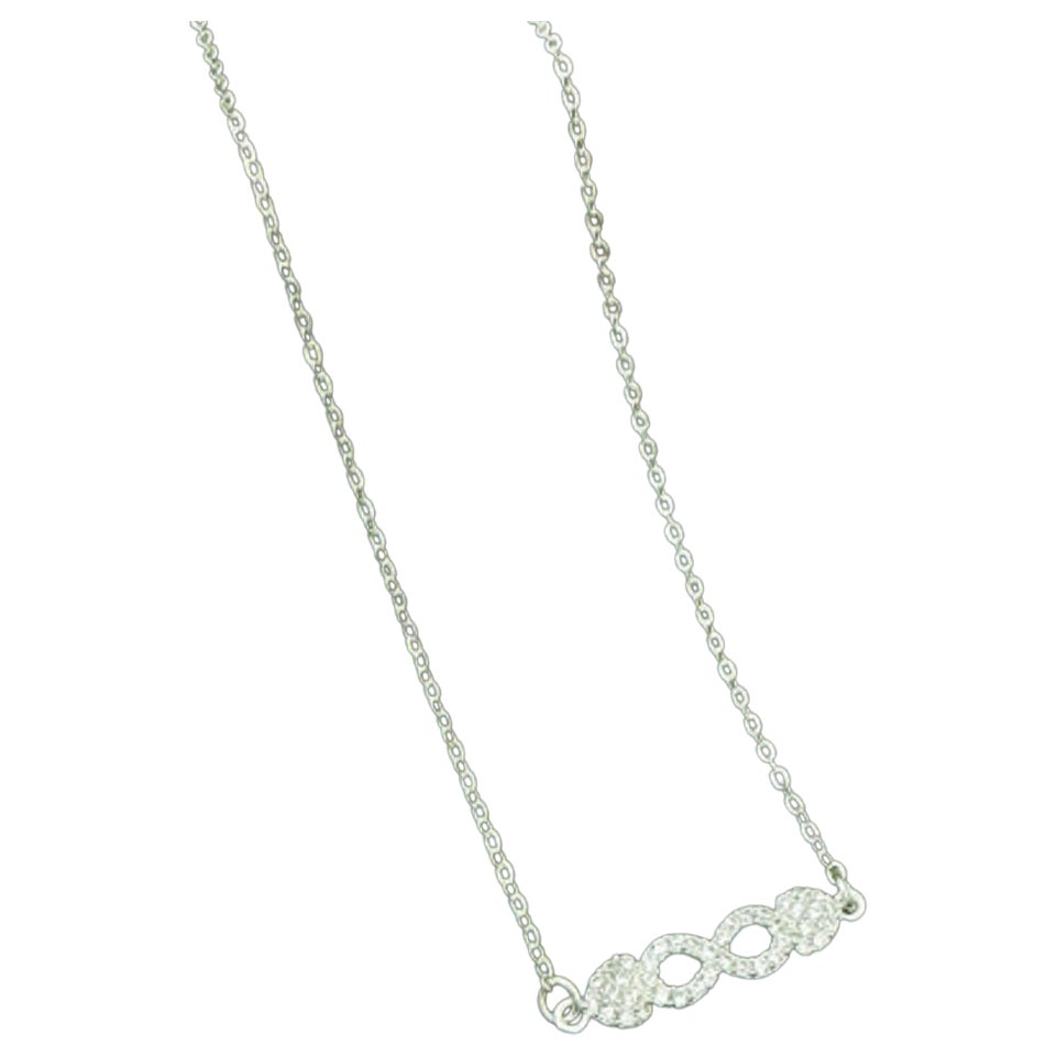 Natural Pave Diamond Pendant Infinity Sign 925 Sterling Silver Necklace For Her.