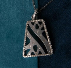 Natural Pave Diamond Rectangle Necklace 925 Silver Men Fashion Pendant Charm.