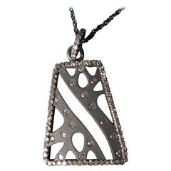 Collana rettangolare con diamanti naturali in argento 925 per uomini, ciondolo di moda e charme.
