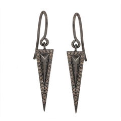 Natural Pave Diamond Spike Hook Earrings For Women 925 Sterling Silver Gift.